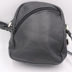 Derek Alexander Black Leather Mini Crossbody Bag Small Travel Purse Organize Y2K
